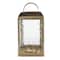16" Gold Metal Candle Lantern with Pebbled Glass